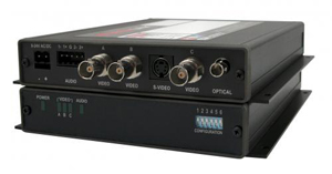 V-7820 Series: 1x HD/SD Component Video or 1x S-Video + 1x Wideband Composite Video with 2x Audio Channels